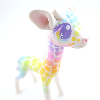 Rainbow Giraffe Figurine - Polymer Clay Carnival Animals