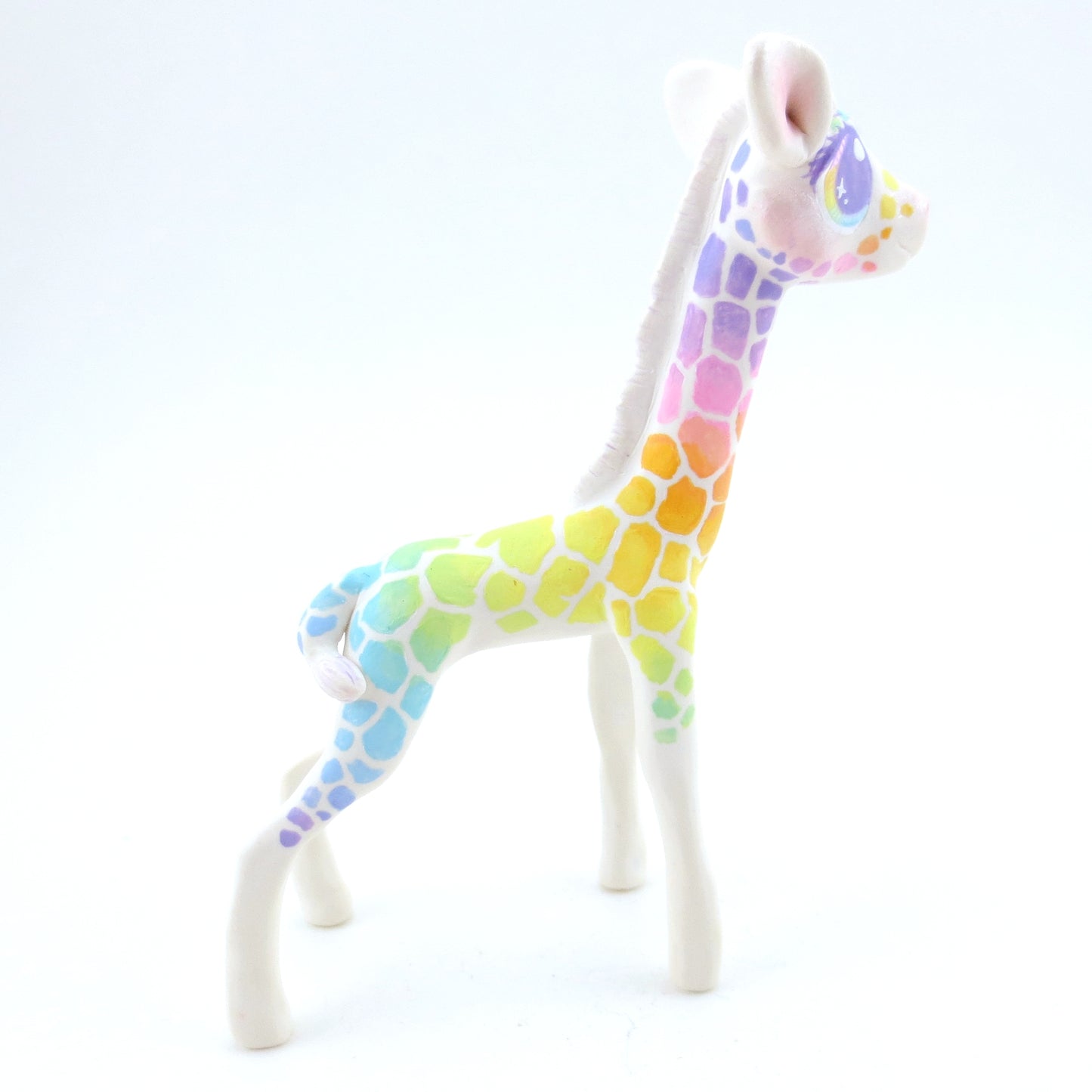 Rainbow Giraffe Figurine - Polymer Clay Carnival Animals