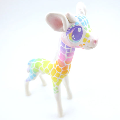 Rainbow Giraffe Figurine - Polymer Clay Carnival Animals