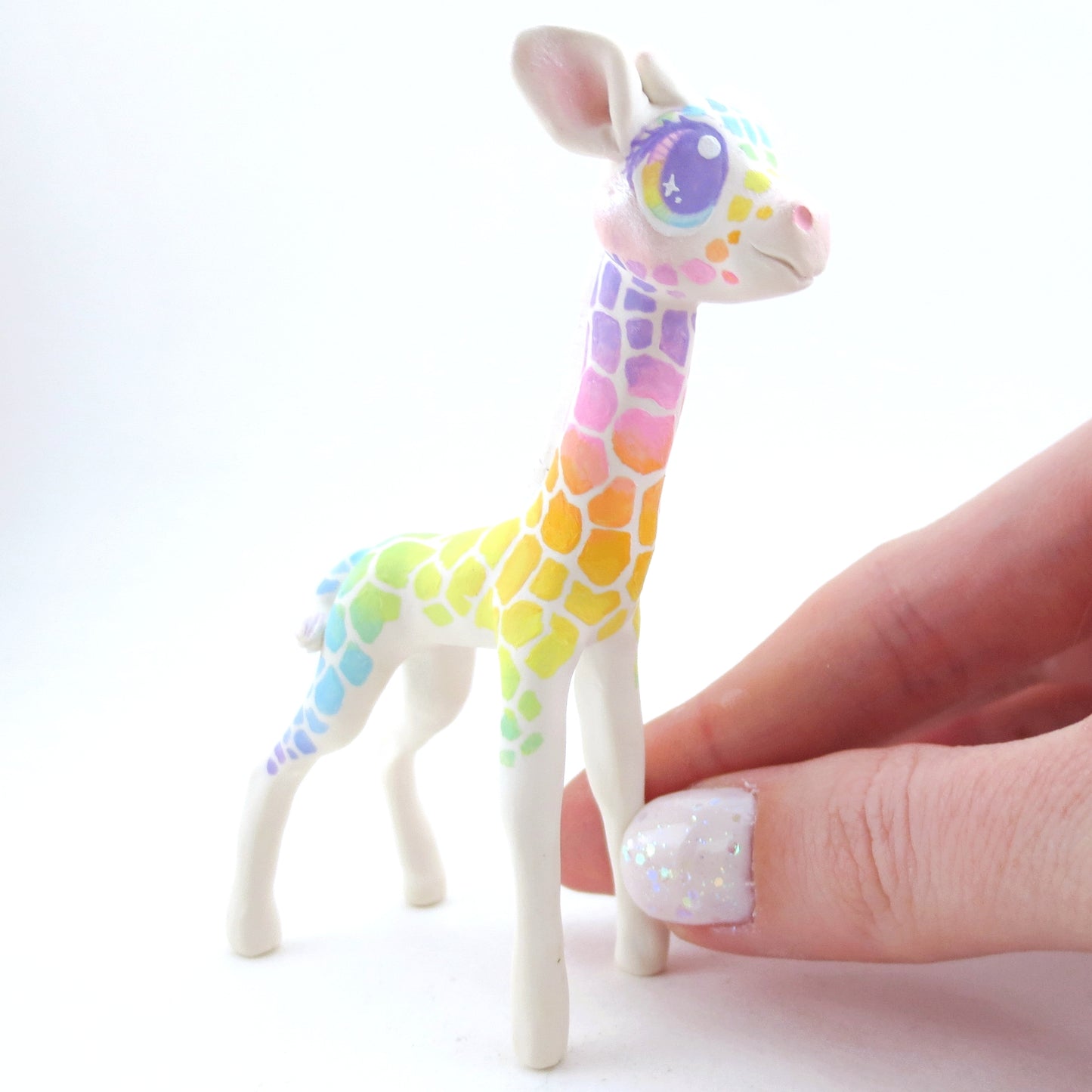 Rainbow Giraffe Figurine - Polymer Clay Carnival Animals