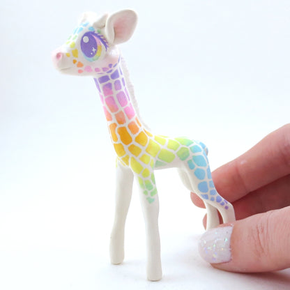 Rainbow Giraffe Figurine - Polymer Clay Carnival Animals