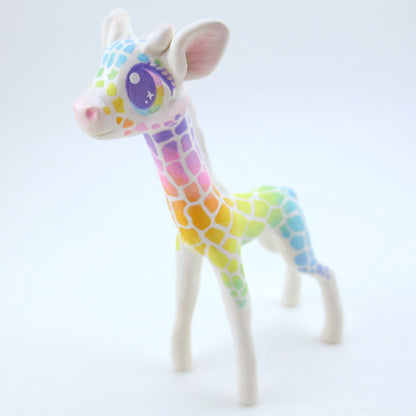 Rainbow Giraffe Figurine - Polymer Clay Carnival Animals