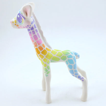 Rainbow Giraffe Figurine - Polymer Clay Carnival Animals