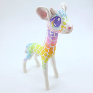 Rainbow Giraffe Figurine - Polymer Clay Carnival Animals