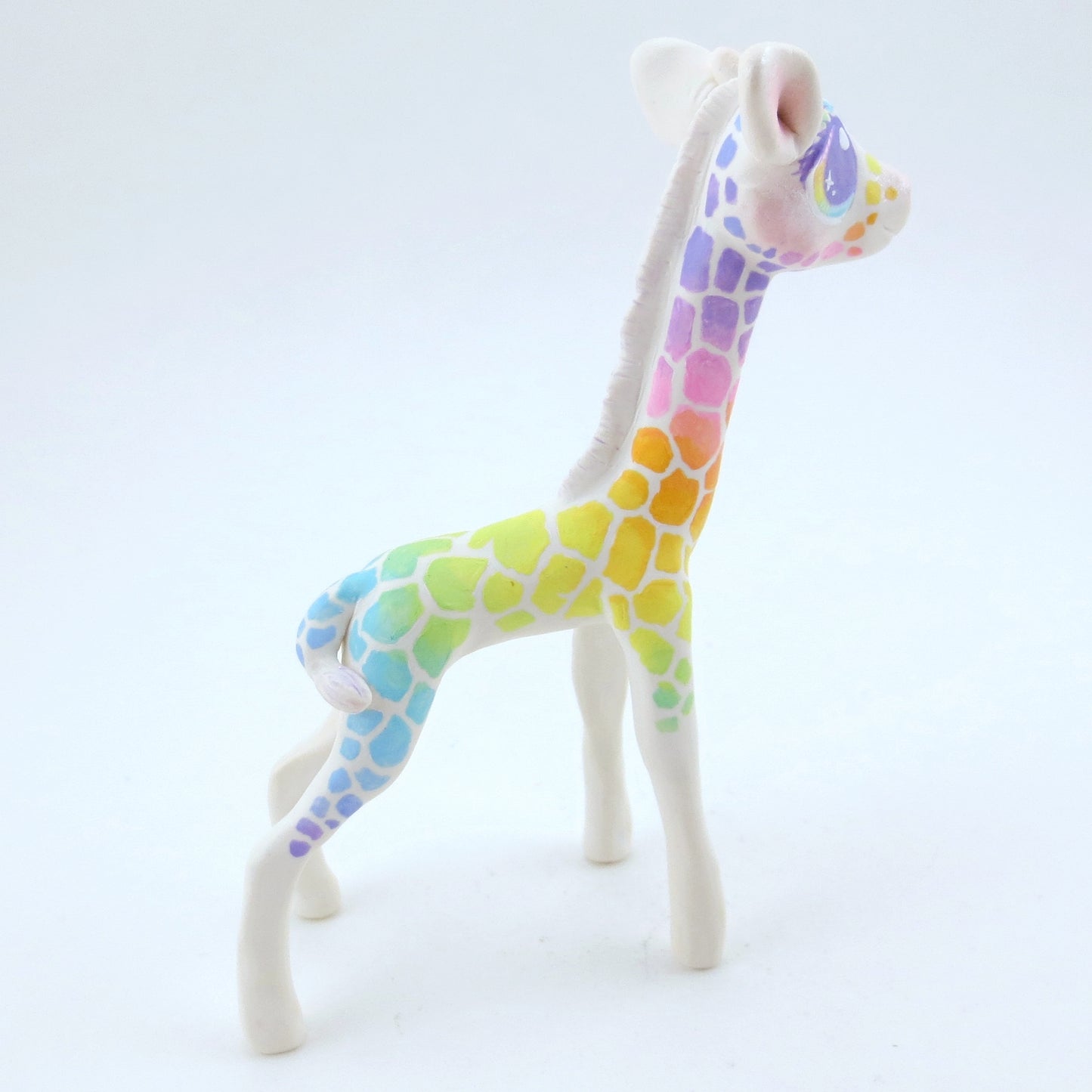 Rainbow Giraffe Figurine - Polymer Clay Carnival Animals