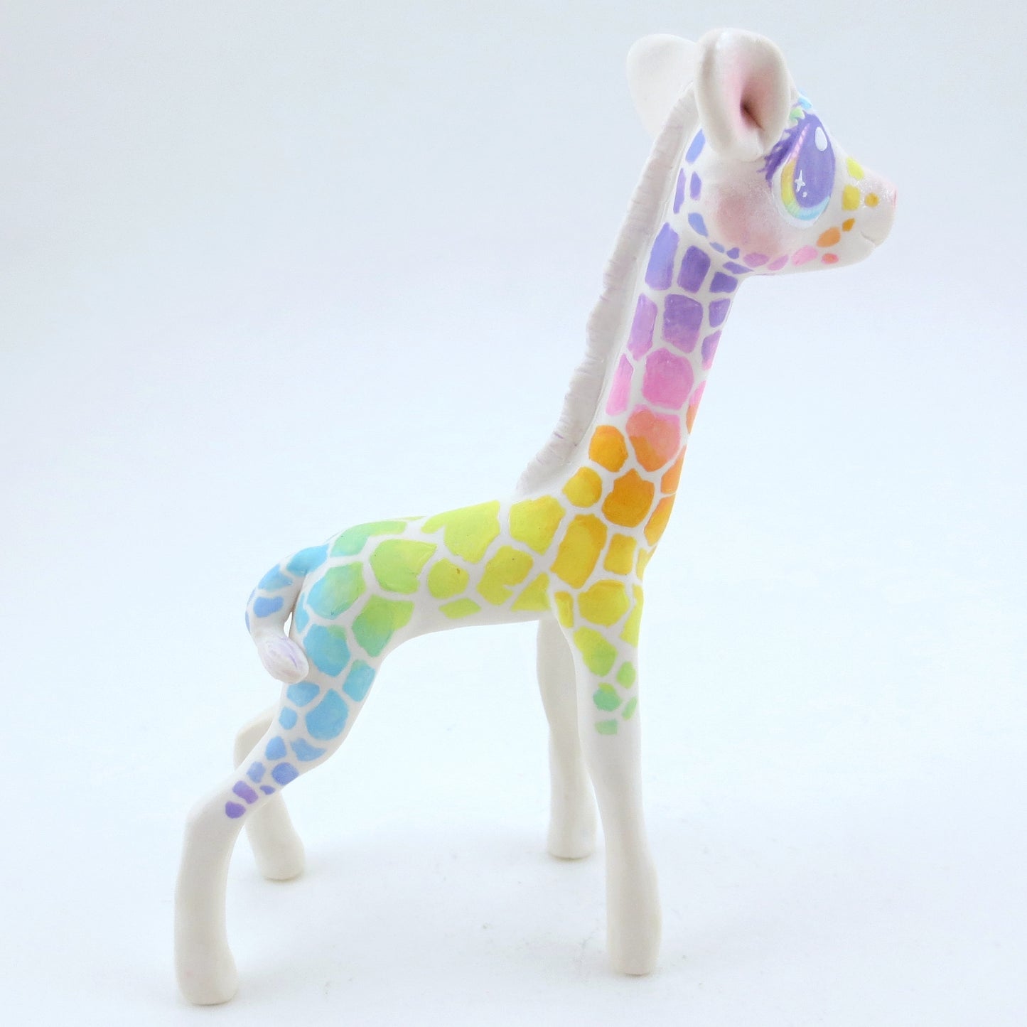 Rainbow Giraffe Figurine - Polymer Clay Carnival Animals