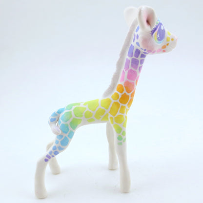 Rainbow Giraffe Figurine - Polymer Clay Carnival Animals