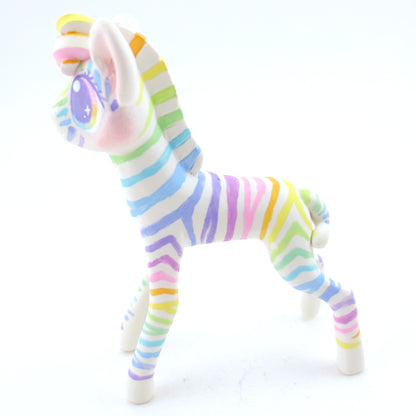 Rainbow Zebra Figurine - Polymer Clay Carnival Animals (Version 2)