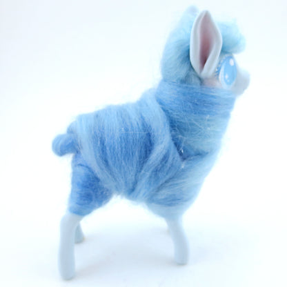 Blue Cotton Candy Llama Figurine - Polymer Clay Carnival Animals