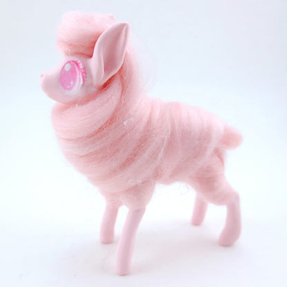 Pink Cotton Candy Llama Figurine - Polymer Clay Carnival Animals