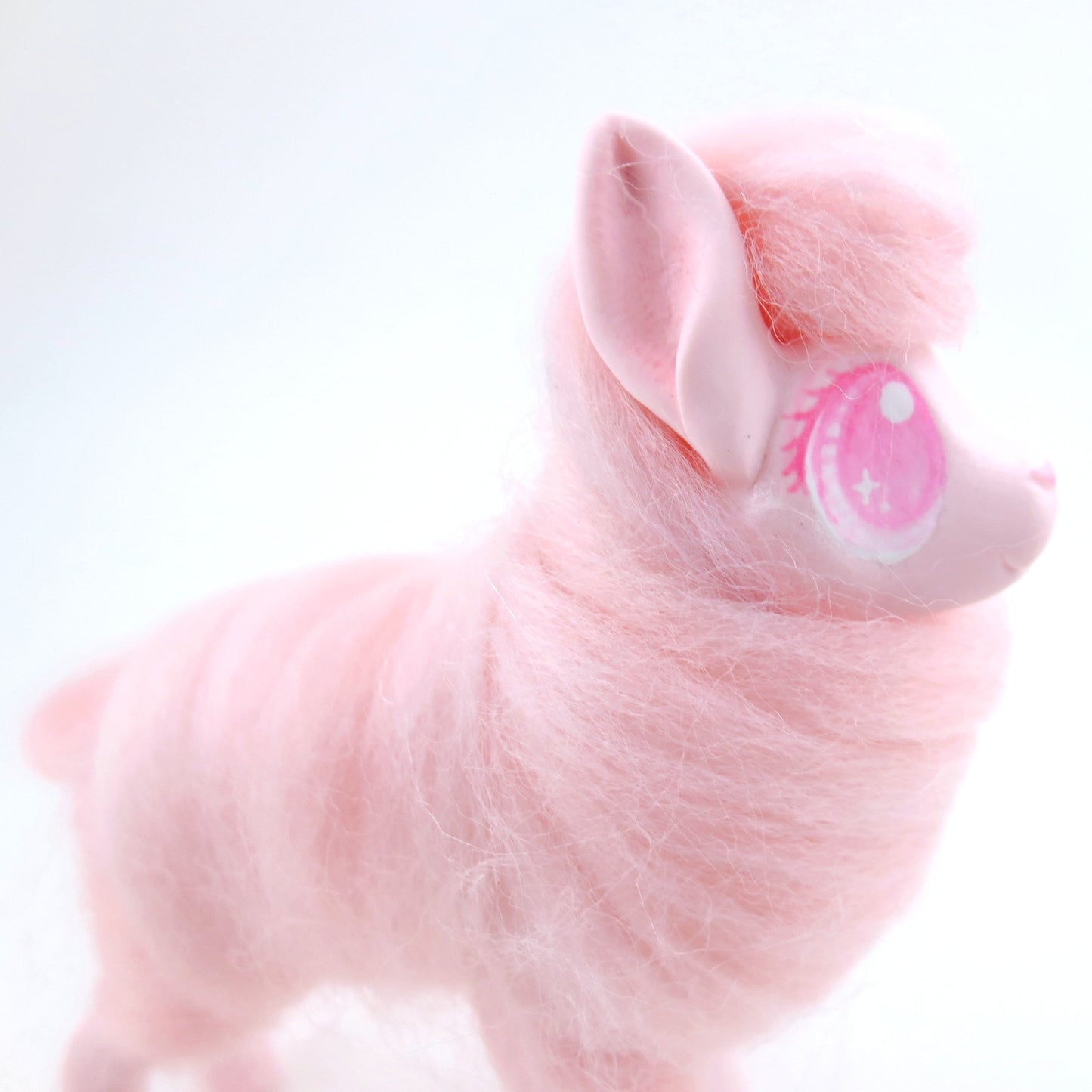 Pink Cotton Candy Llama Figurine - Polymer Clay Carnival Animals