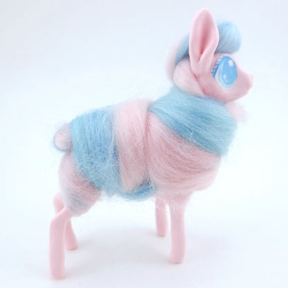 Pink/Blue Swirl Cotton Candy Llama Figurine - Polymer Clay Carnival Animals