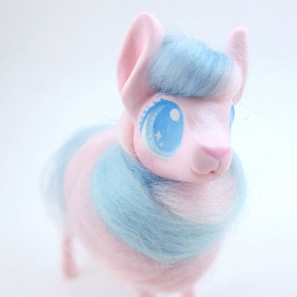 Pink/Blue Swirl Cotton Candy Llama Figurine - Polymer Clay Carnival Animals