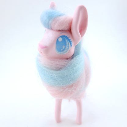 Pink/Blue Swirl Cotton Candy Llama Figurine - Polymer Clay Carnival Animals