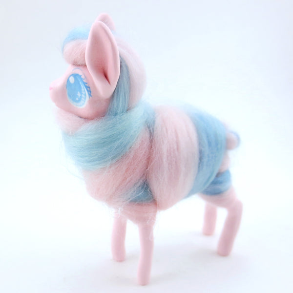 Pink/Blue Swirl Cotton Candy Llama Figurine - Polymer Clay Carnival Animals