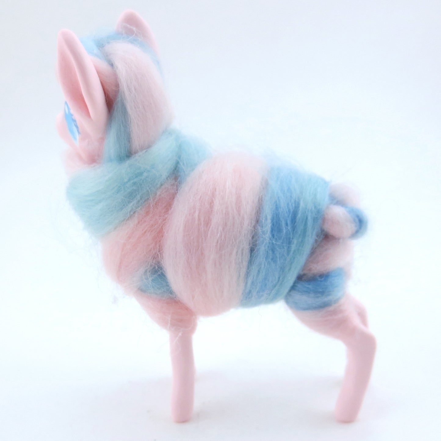 Pink/Blue Swirl Cotton Candy Llama Figurine - Polymer Clay Carnival Animals