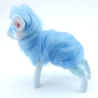 Blue Cotton Candy Lamb Figurine - Polymer Clay Carnival Animals