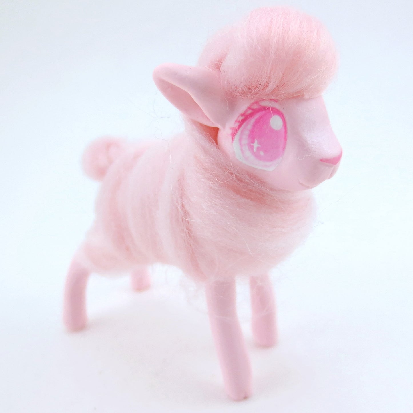 Pink Cotton Candy Lamb Figurine - Polymer Clay Carnival Animals