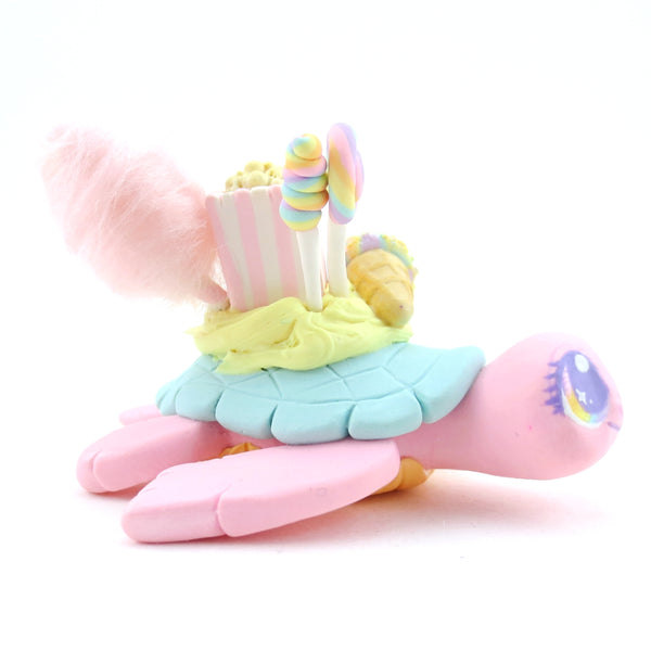 Fair Food Dessert Turtle Figurine Pink/Turquoise - Polymer Clay Carnival Animals