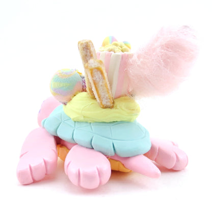 Fair Food Dessert Turtle Figurine Pink/Turquoise - Polymer Clay Carnival Animals