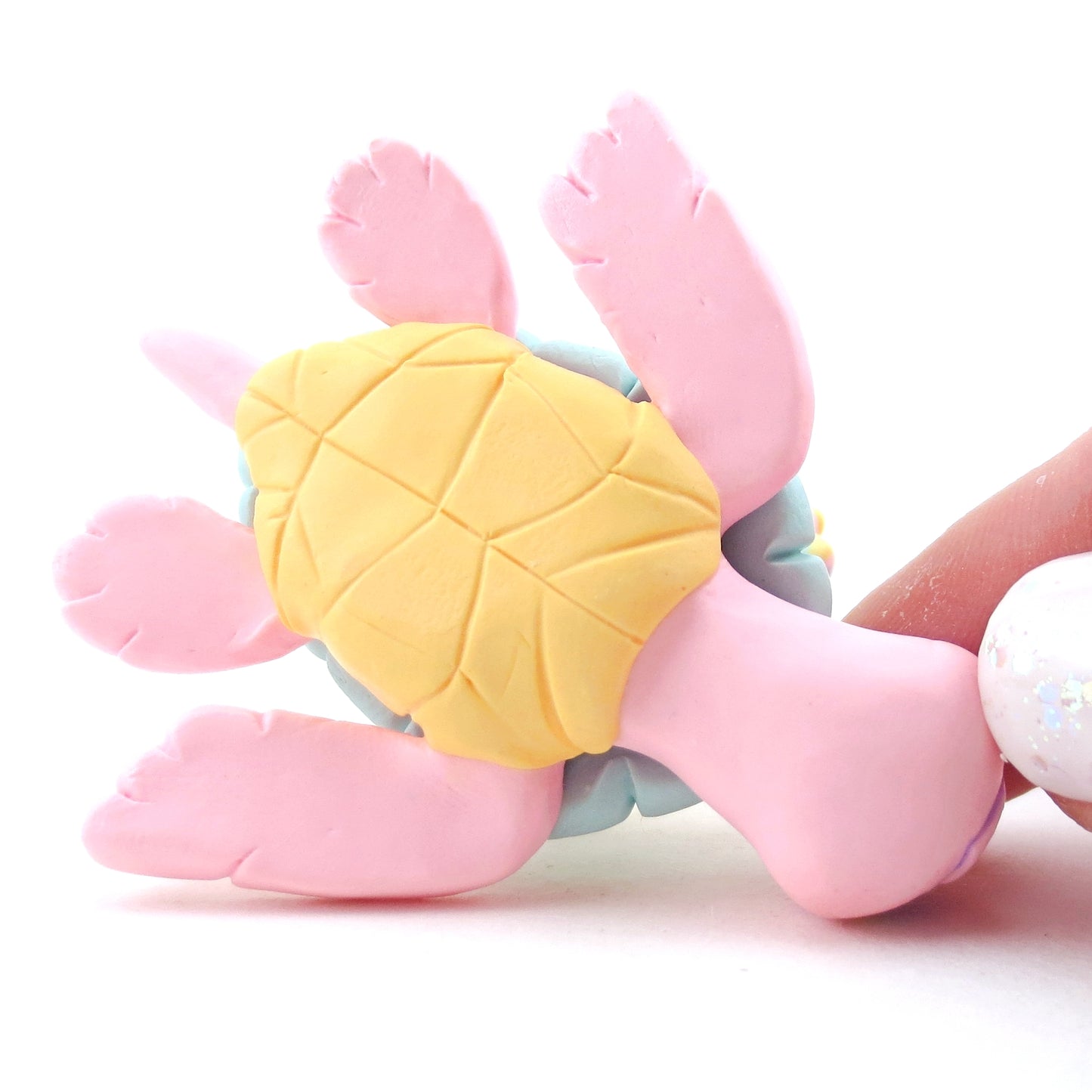 Fair Food Dessert Turtle Figurine Pink/Turquoise - Polymer Clay Carnival Animals