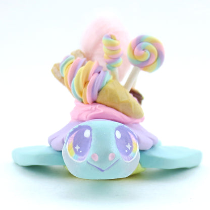 Fair Food Dessert Turtle Figurine Turquoise/Purple - Polymer Clay Carnival Animals