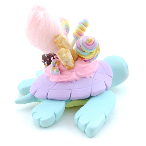 Fair Food Dessert Turtle Figurine Turquoise/Purple - Polymer Clay Carnival Animals