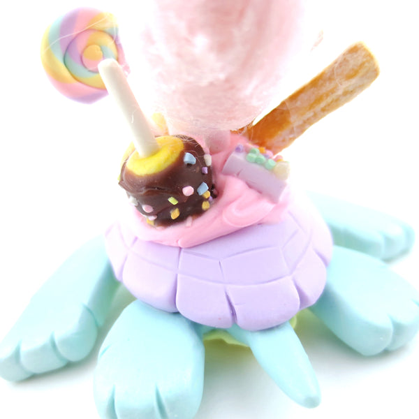 Fair Food Dessert Turtle Figurine Turquoise/Purple - Polymer Clay Carnival Animals