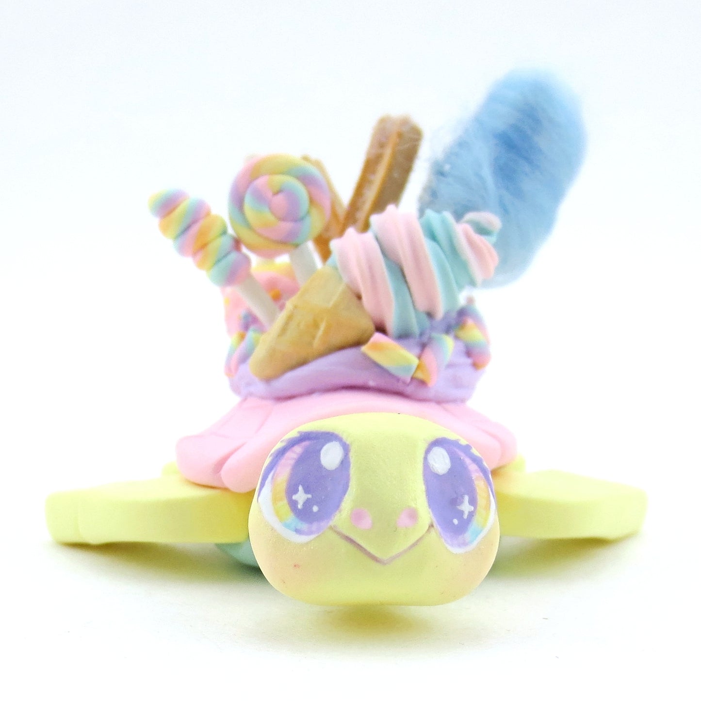 Fair Food Dessert Turtle Figurine Yellow/Pink - Polymer Clay Carnival Animals