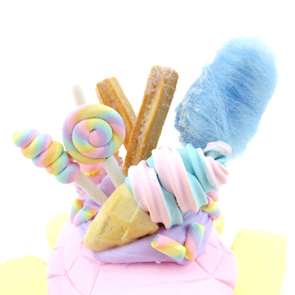 Fair Food Dessert Turtle Figurine Yellow/Pink - Polymer Clay Carnival Animals