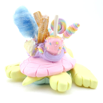 Fair Food Dessert Turtle Figurine Yellow/Pink - Polymer Clay Carnival Animals