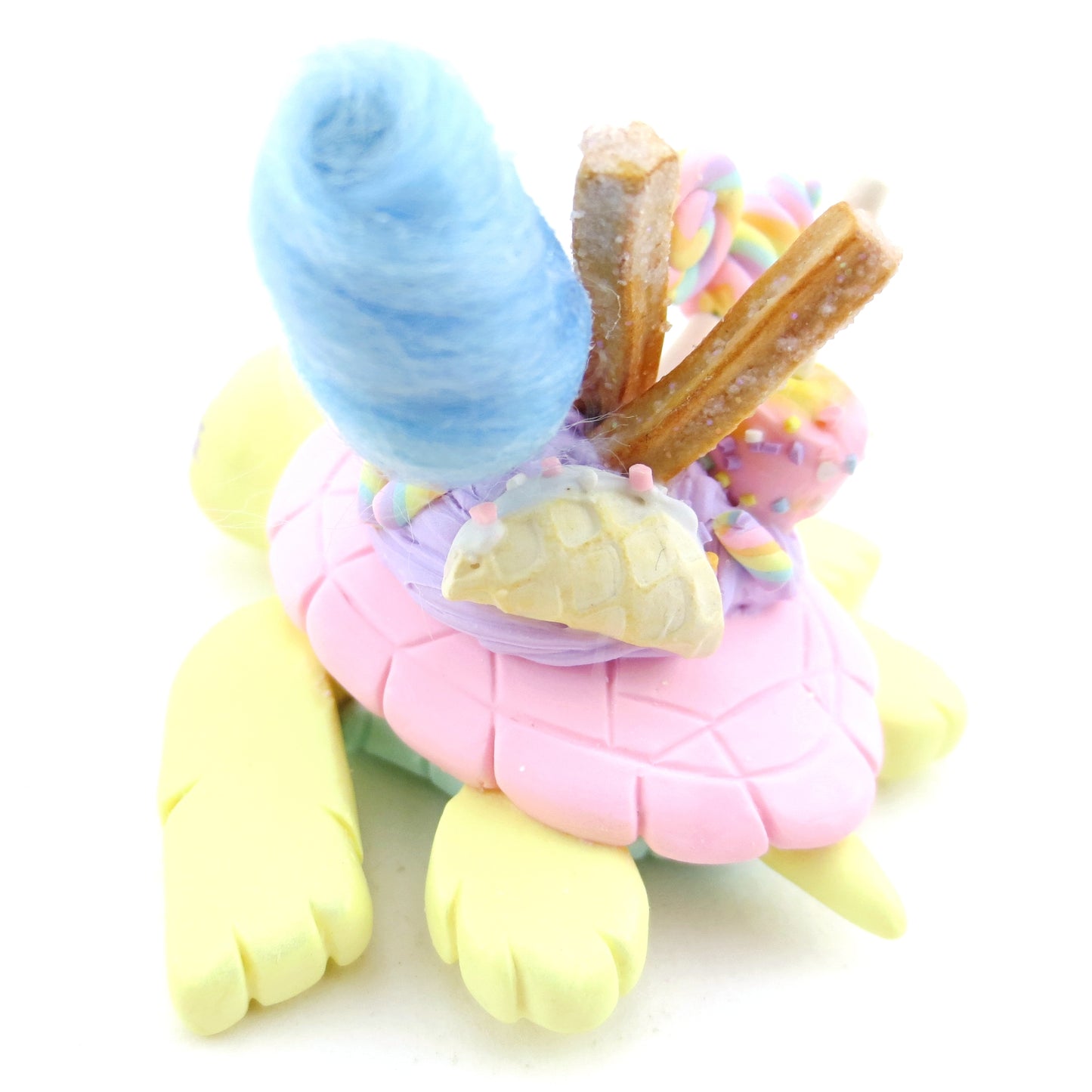 Fair Food Dessert Turtle Figurine Yellow/Pink - Polymer Clay Carnival Animals