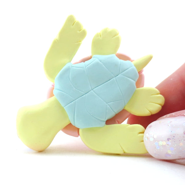 Fair Food Dessert Turtle Figurine Yellow/Pink - Polymer Clay Carnival Animals