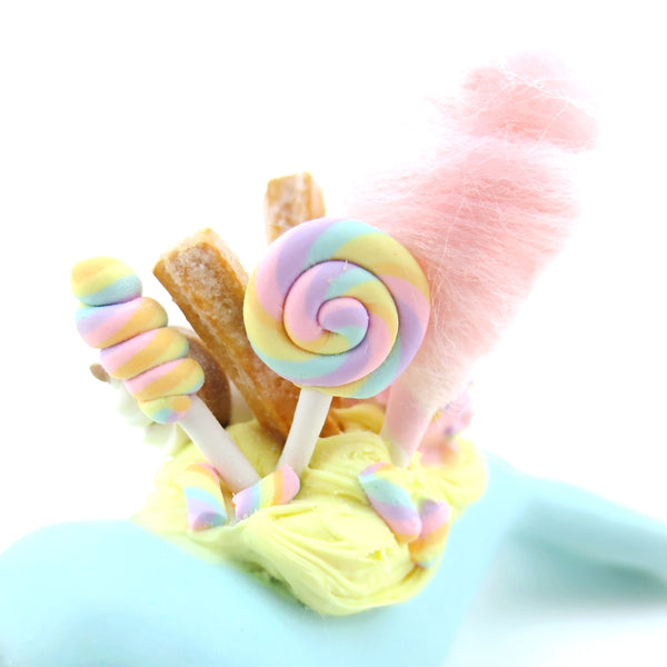 Fair Food Dessert Turquoise Narwhal Figurine - Polymer Clay Carnival Animals