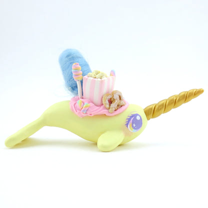 Fair Food Dessert Yellow Narwhal Figurine - Polymer Clay Carnival Animals