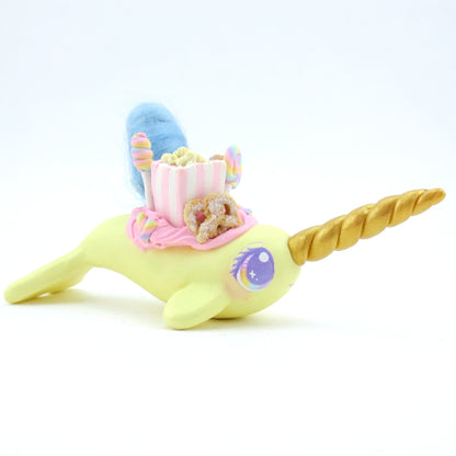 Fair Food Dessert Yellow Narwhal Figurine - Polymer Clay Carnival Animals