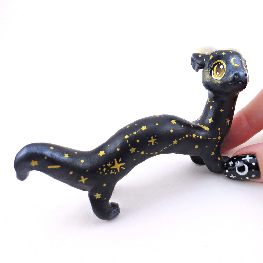 Black and Gold Starry Noodle Dragon Figurine - Polymer Clay Animals Ce – Narwhal  Carousel Co.