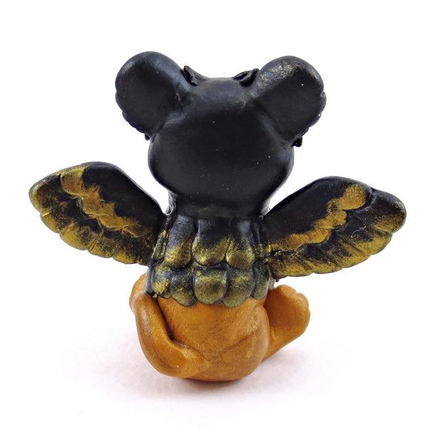 Black and Gold Gryphon Figurine - Polymer Clay Animals Celestial Collection