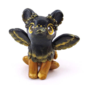 Black and Gold Gryphon Figurine - Polymer Clay Animals Celestial Collection