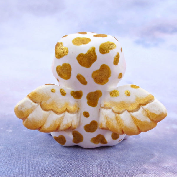 White and Gold Fairy Frog Figurine - Polymer Clay Animals Celestial Collection