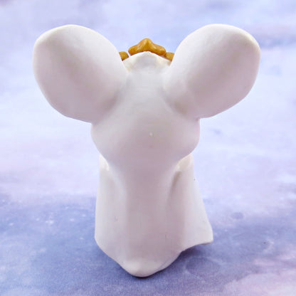 White and Gold Star Crown Bat Figurine - Polymer Clay Animals Celestial Collection