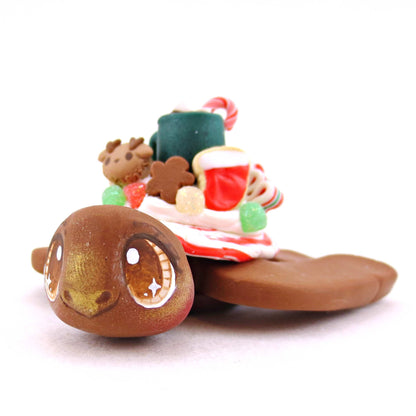 Gingerbread Christmas Dessert Turtle - Polymer Clay Animals Christmas Collection