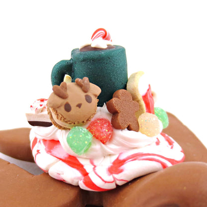 Gingerbread Christmas Dessert Turtle - Polymer Clay Animals Christmas Collection