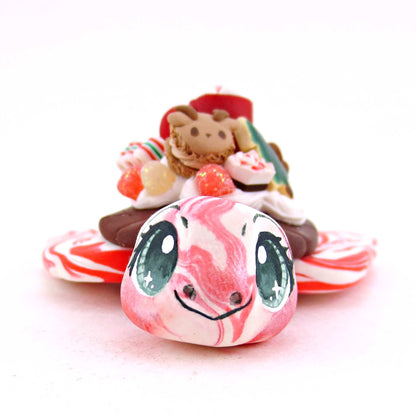 Candy Cane Christmas Dessert Turtle - Polymer Clay Animals Christmas Collection