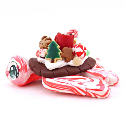 Candy Cane Christmas Dessert Turtle - Polymer Clay Animals Christmas Collection