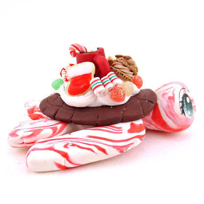 Candy Cane Christmas Dessert Turtle - Polymer Clay Animals Christmas Collection