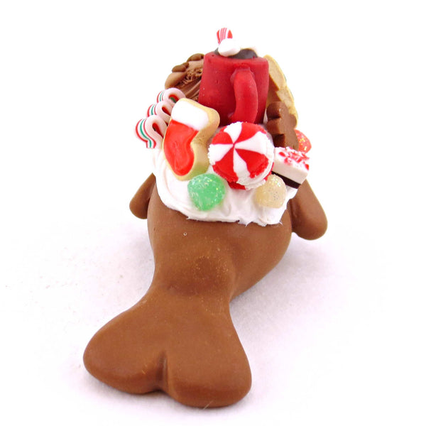Gingerbread Christmas Dessert Narwhal - Polymer Clay Animals Christmas Collection