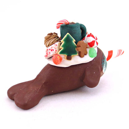 Chocolate Christmas Dessert Narwhal - Polymer Clay Animals Christmas Collection