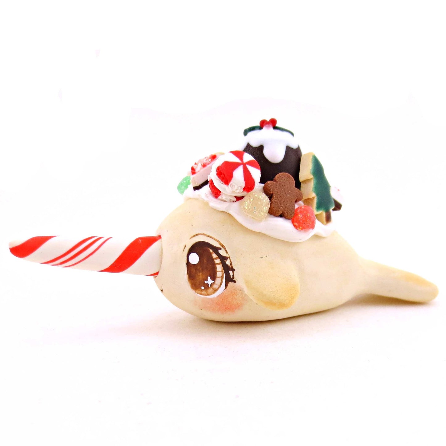 Sugar Cookie Christmas Dessert Narwhal - Polymer Clay Animals Christmas Collection