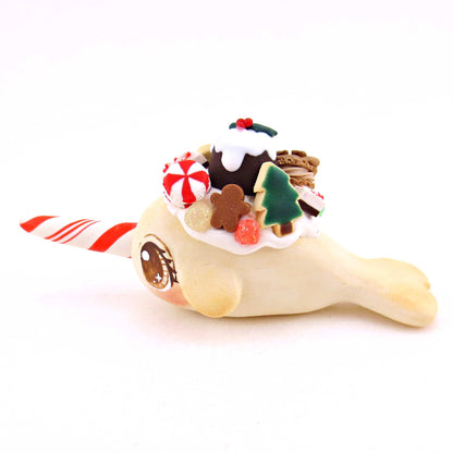 Sugar Cookie Christmas Dessert Narwhal - Polymer Clay Animals Christmas Collection